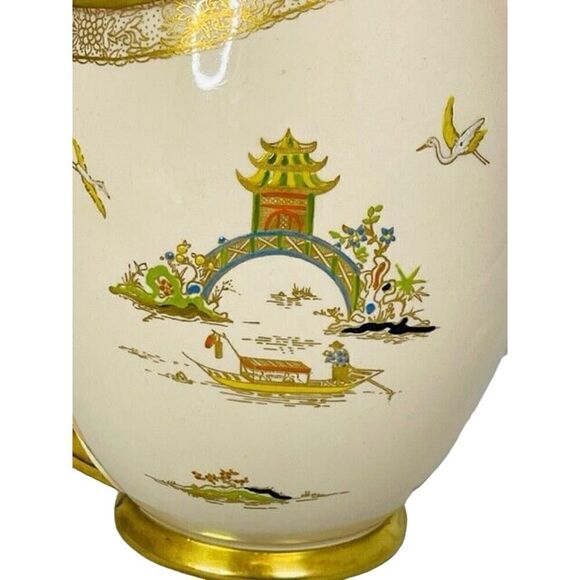 Vintage 1940's Carlton Ware Pink Royale #1676 Pagoda Water Pitcher 7" - Picture 5 of 8
